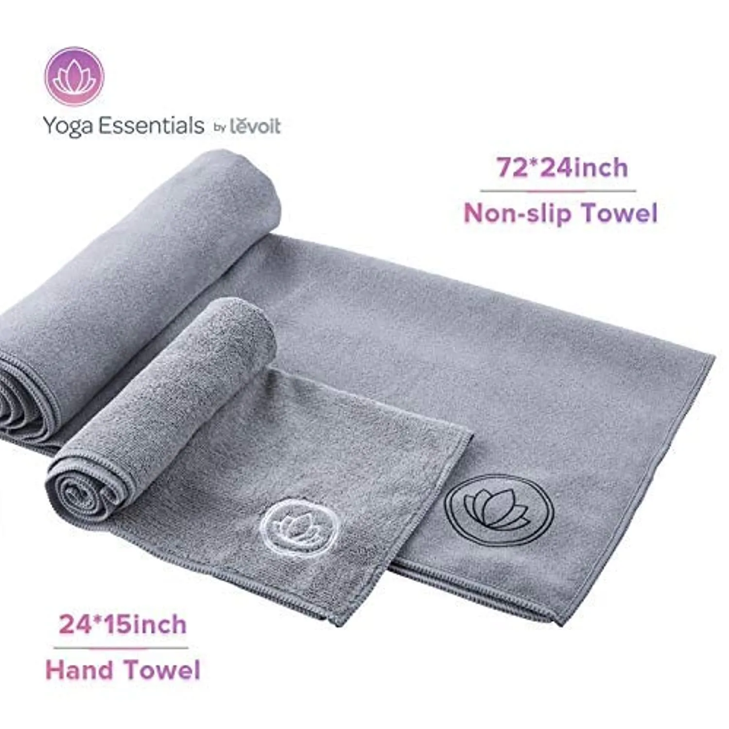 LEVOIT Toalla de Tapete de yoga, antideslizante de microfibra para yoga, toalla de mano, 2 en 1 juego, súper suave absorbe el sudor de secado rápido, ideal para pilates, bikram, deportes, entrenamiento y más