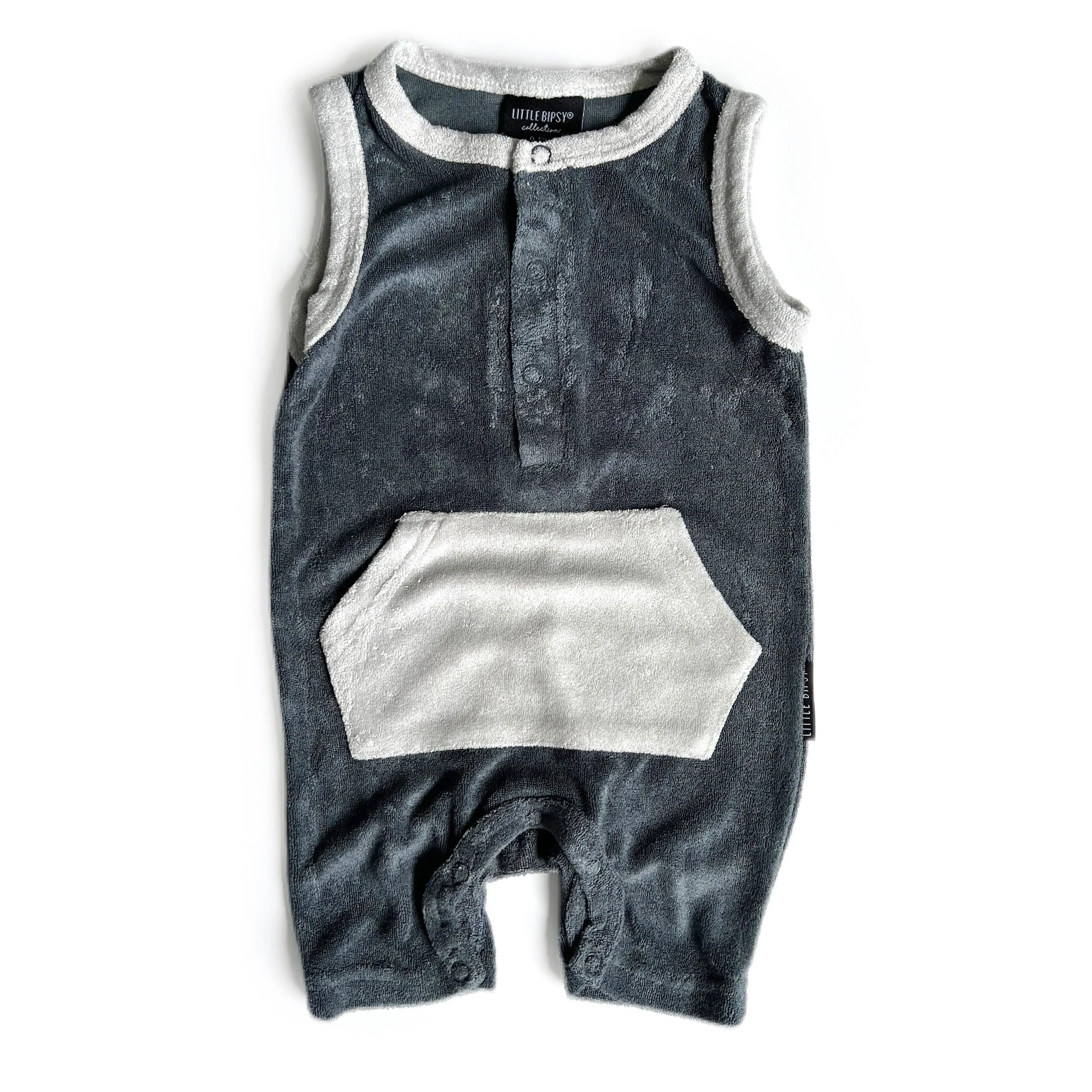 Little Bipsy Terry Cloth Shorty Romper - Slate Blue