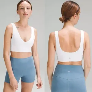 Lululemon Align V-Neck Bra Light Support White Sports Bra Size 8 A/B Cup Yoga