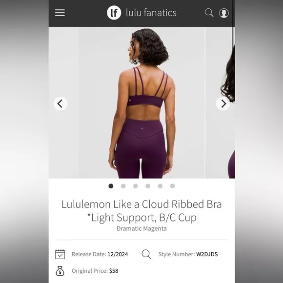 Lululemon Like a Cloud Ribbed Bra *Light Support, B/C Cup