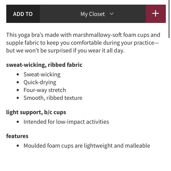Lululemon Like a Cloud Ribbed Bra *Light Support, B/C Cup