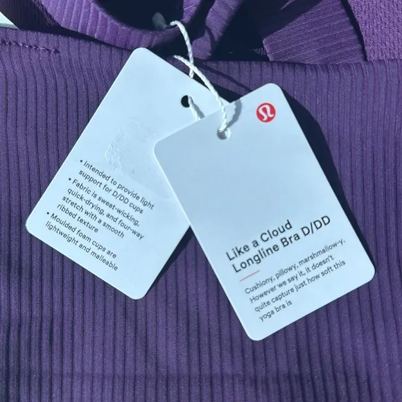 Lululemon Like a Cloud Ribbed Longline Bra, D/DD CupDramatic Magenta size 4 NWT