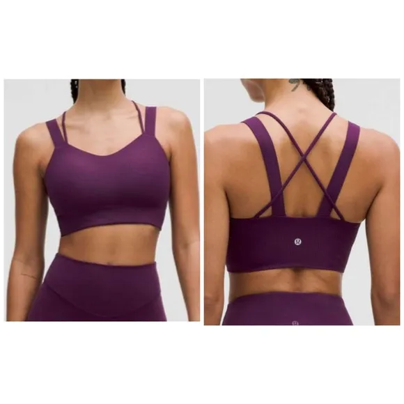 Lululemon Like a Cloud Ribbed Longline Bra, D/DD CupDramatic Magenta size 4 NWT