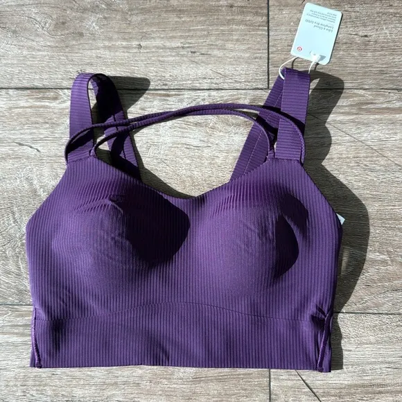 Lululemon Like a Cloud Ribbed Longline Bra, D/DD CupDramatic Magenta size 4 NWT