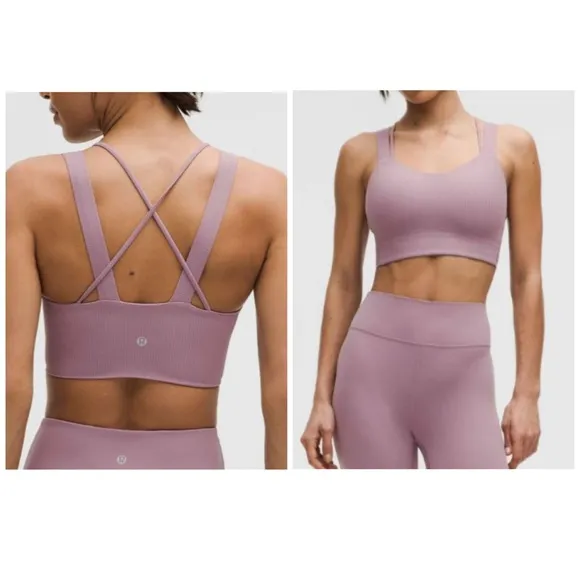 Lululemon Like a Cloud Ribbed Longline Bra D/DD CupLavender Lux size 10 nwt