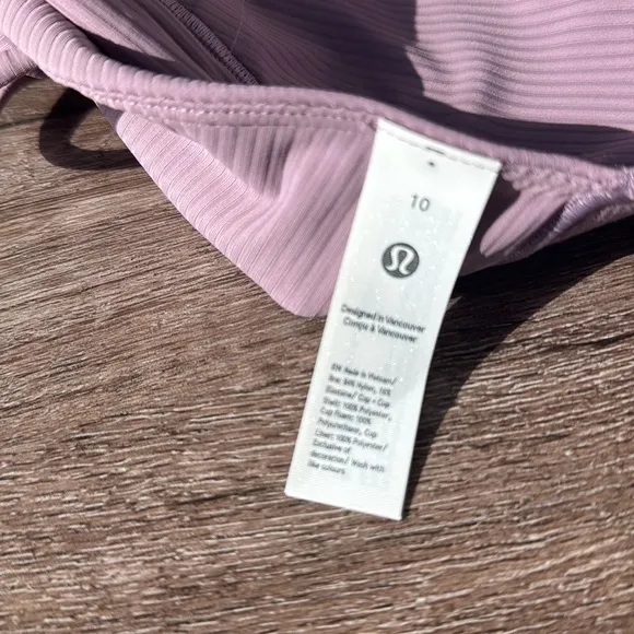 Lululemon Like a Cloud Ribbed Longline Bra D/DD CupLavender Lux size 10 nwt