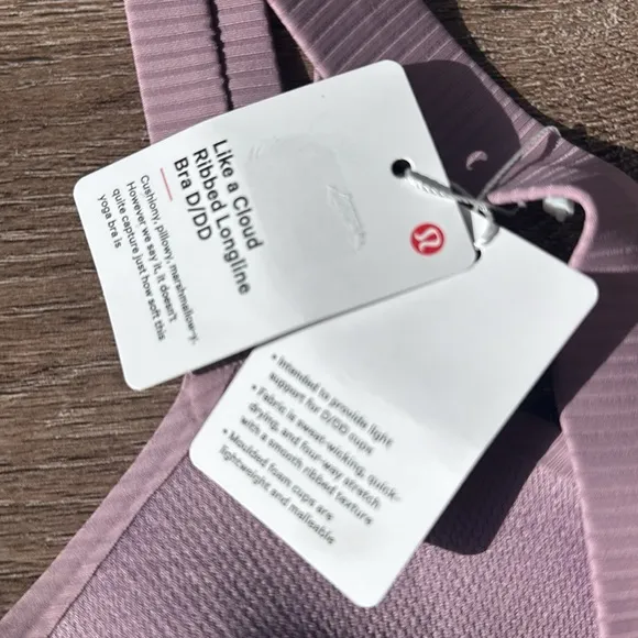 Lululemon Like a Cloud Ribbed Longline Bra D/DD CupLavender Lux size 10 nwt