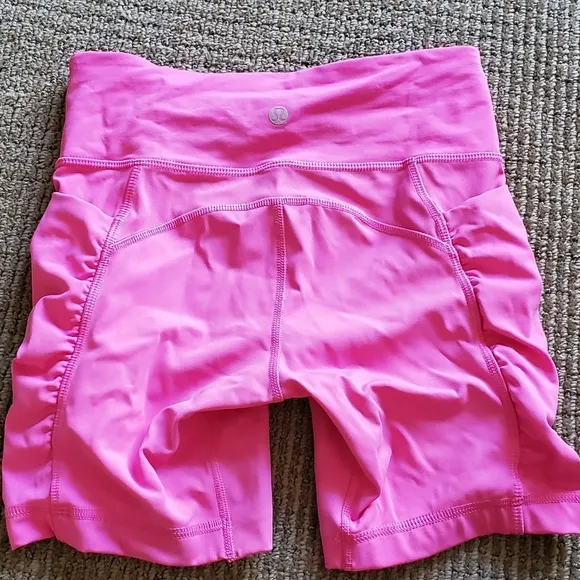 Lululemon paradise pink Speed Track Shorts scrunched up side pockets