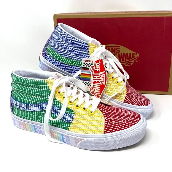 💖MEGA SALE💖VANS Womens Size Sk8-Mid Pride Lacing Multicolor Canvas VN0A3WM33WJ
