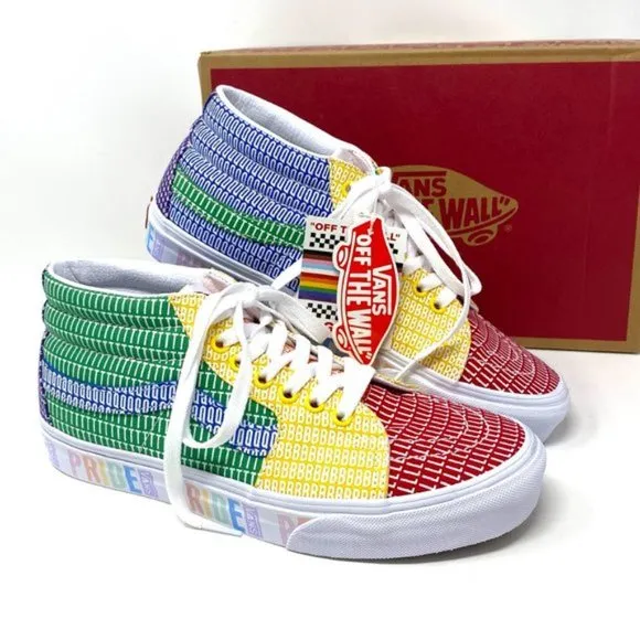 💖MEGA SALE💖VANS Womens Size Sk8-Mid Pride Lacing Multicolor Canvas VN0A3WM33WJ