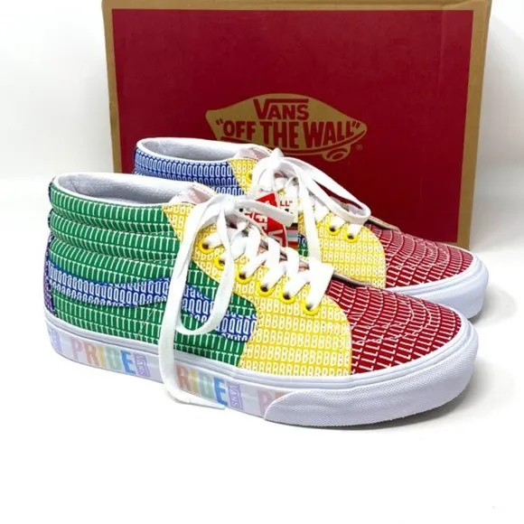 💖MEGA SALE💖VANS Womens Size Sk8-Mid Pride Lacing Multicolor Canvas VN0A3WM33WJ