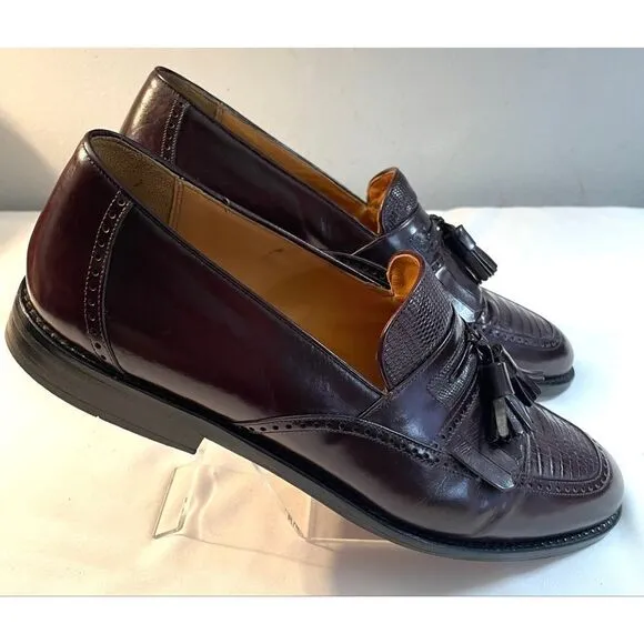 Mezlan Murcia Men’s Size 8.5 M Brown Leather Lizard Tassled Loafer Shoes