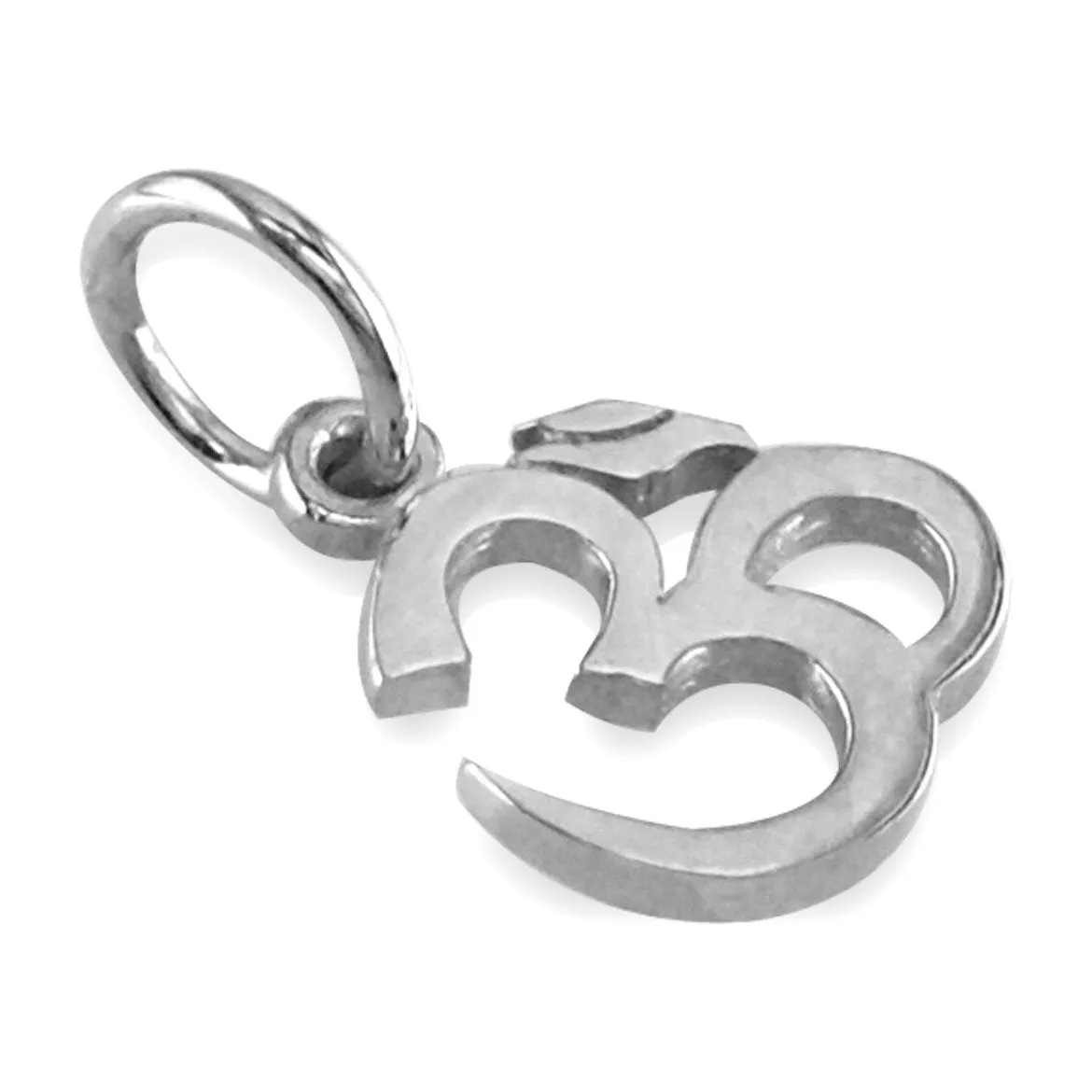 Mini Classic Yoga Ohm, Om, Aum Charm in 14k White Gold