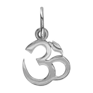 Mini Classic Yoga Ohm, Om, Aum Charm in 14k White Gold
