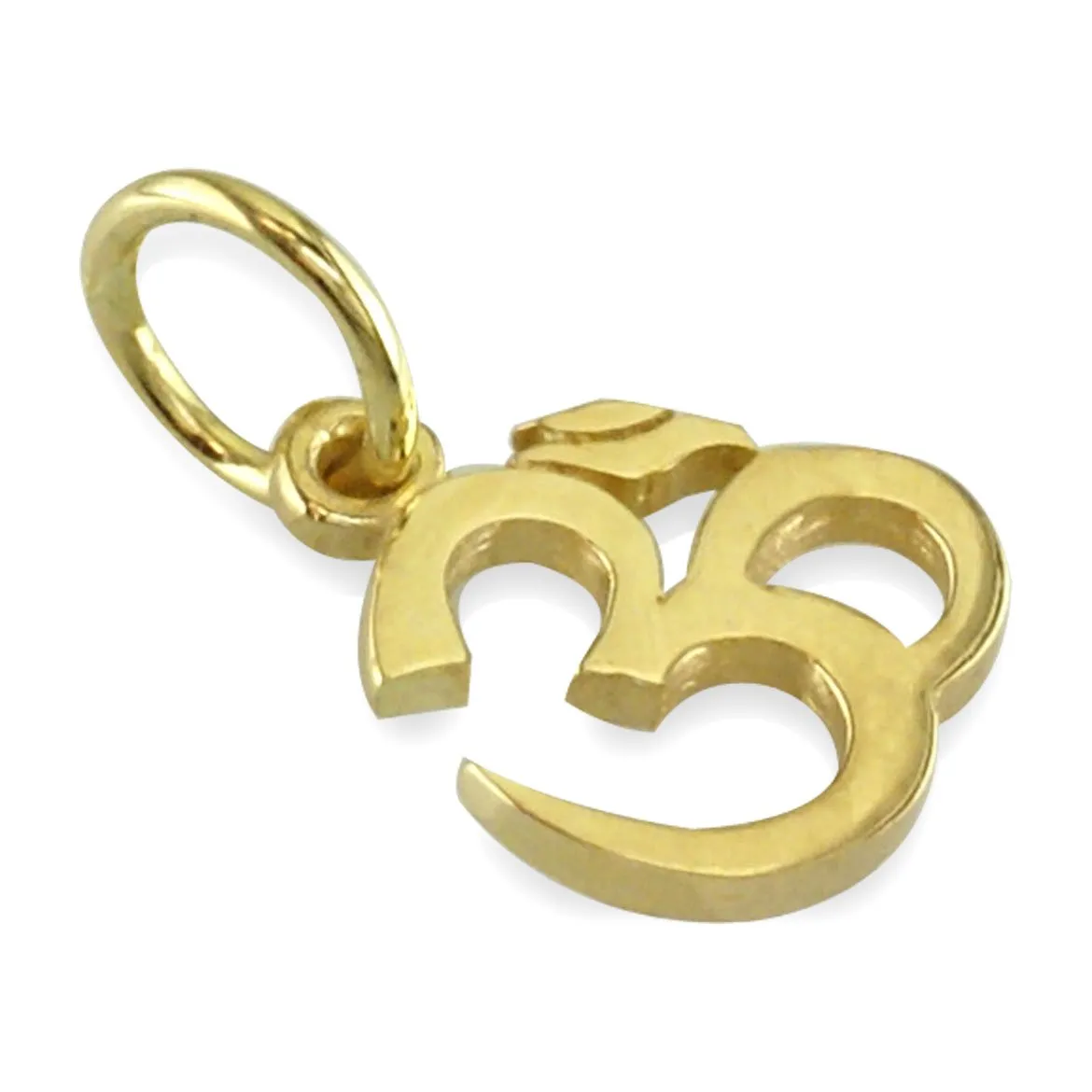Mini Classic Yoga Ohm, Om, Aum Charm in 14k Yellow Gold