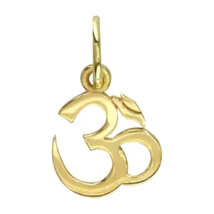 Mini Classic Yoga Ohm, Om, Aum Charm in 14k Yellow Gold