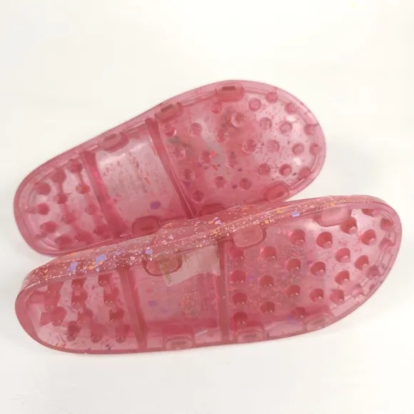 MINI MELISSA WIDE II PINK QUANTILE Glitter Jelly Sandals Slip on Open Toe Size 3