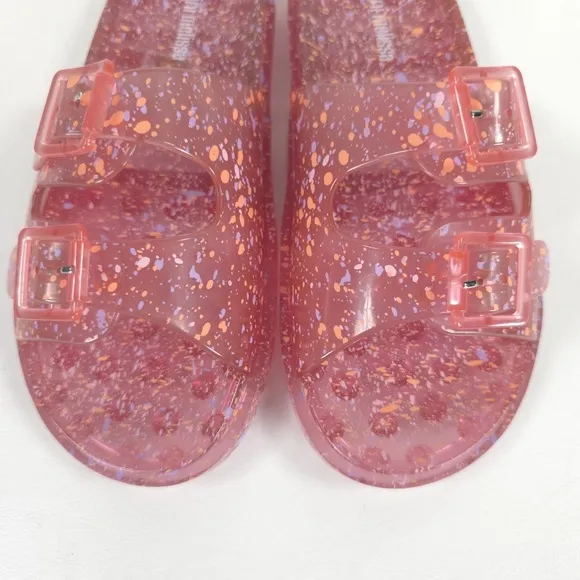 MINI MELISSA WIDE II PINK QUANTILE Glitter Jelly Sandals Slip on Open Toe Size 3