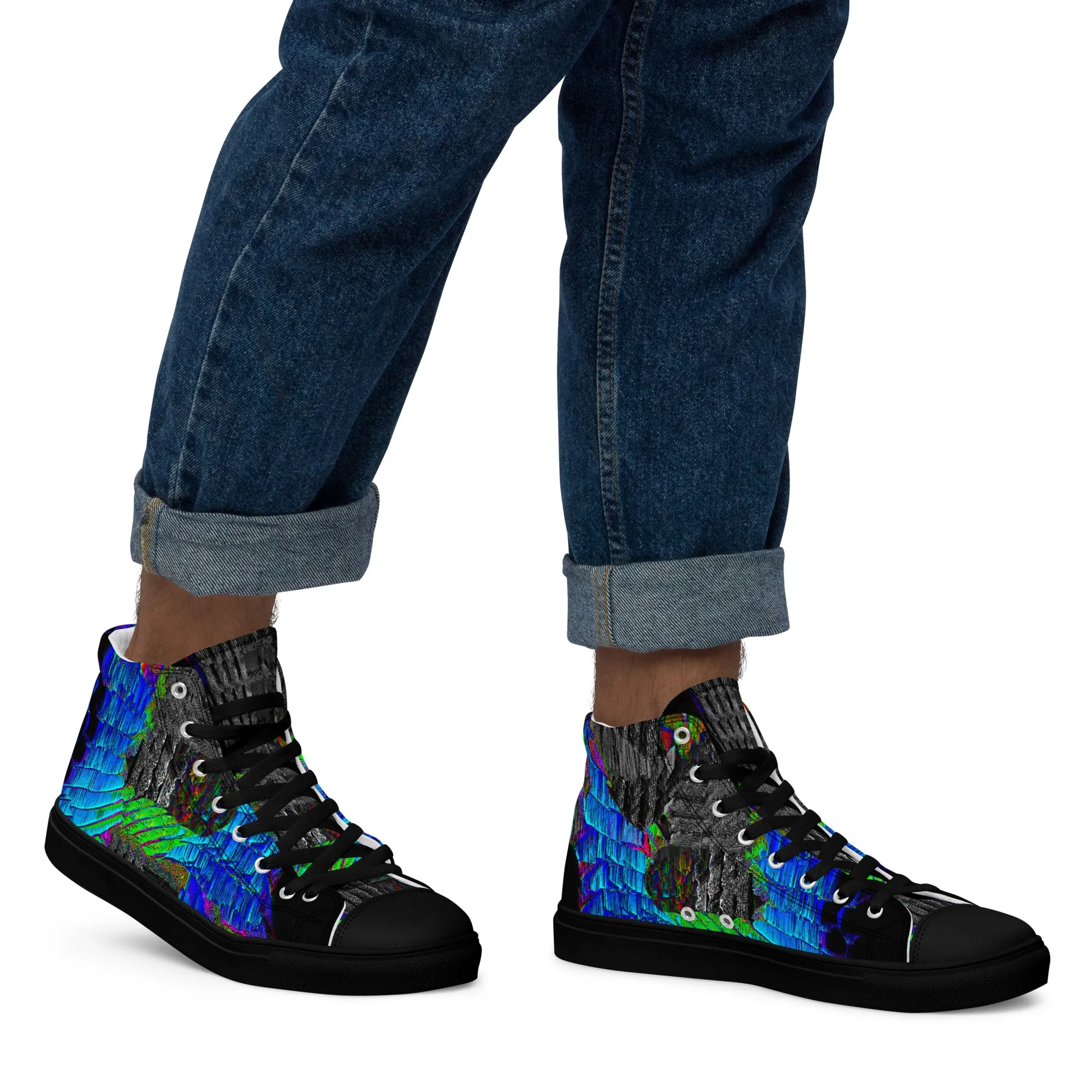 Neon Guitar Men’s high top canvas shoes