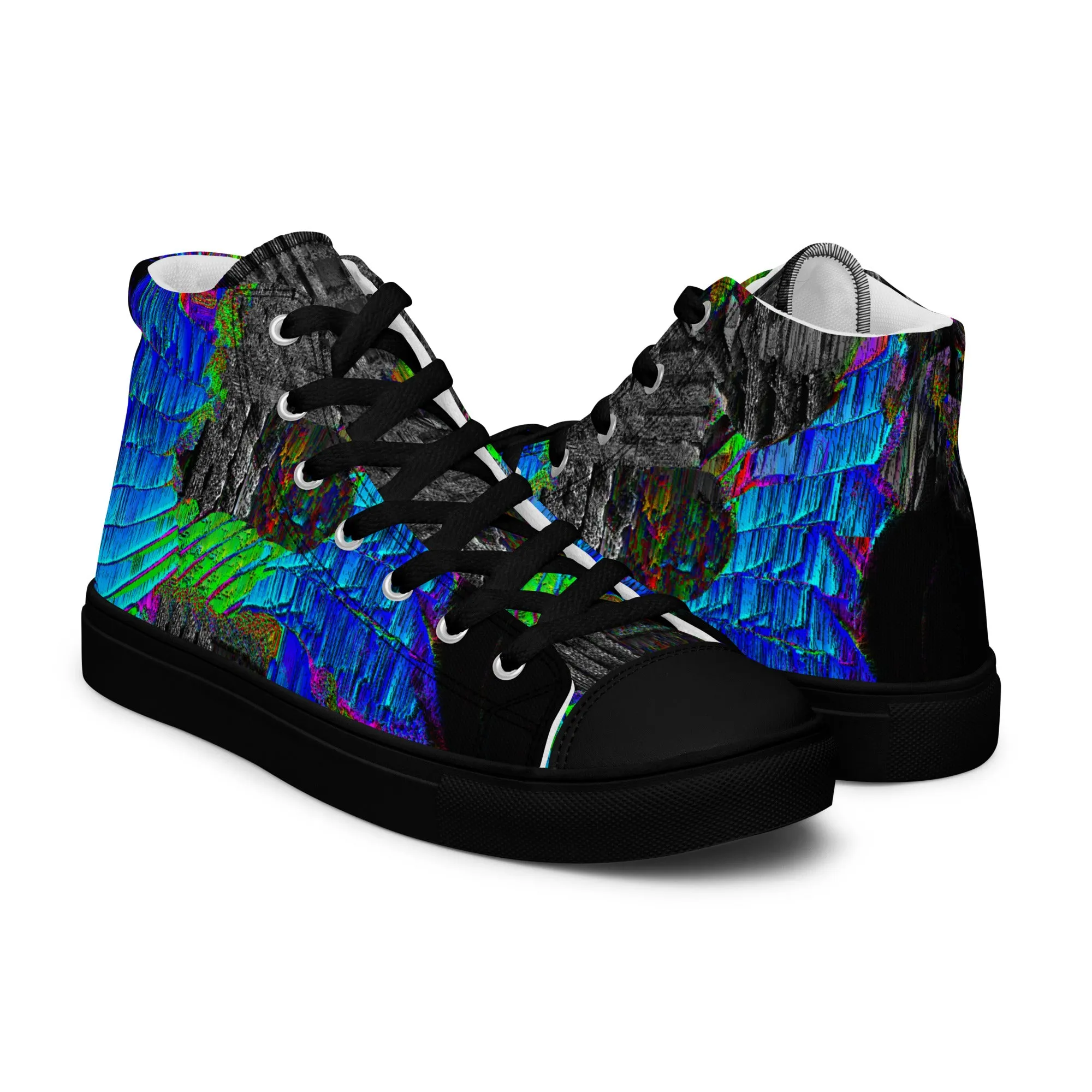 Neon Guitar Men’s high top canvas shoes