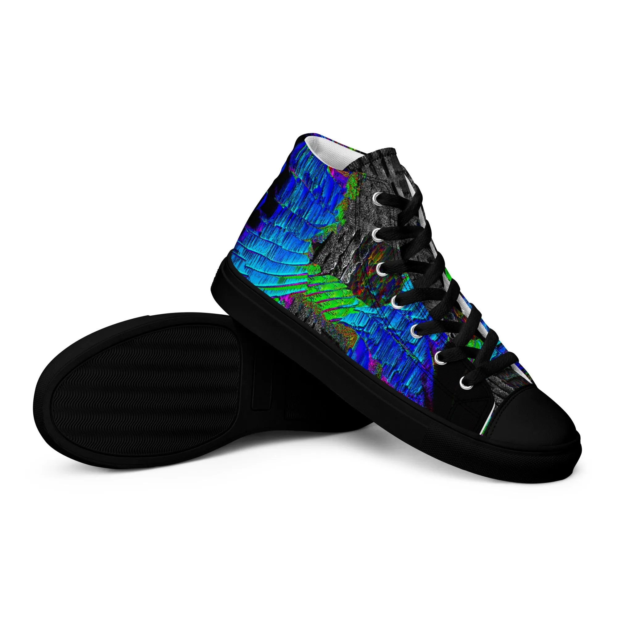 Neon Guitar Men’s high top canvas shoes