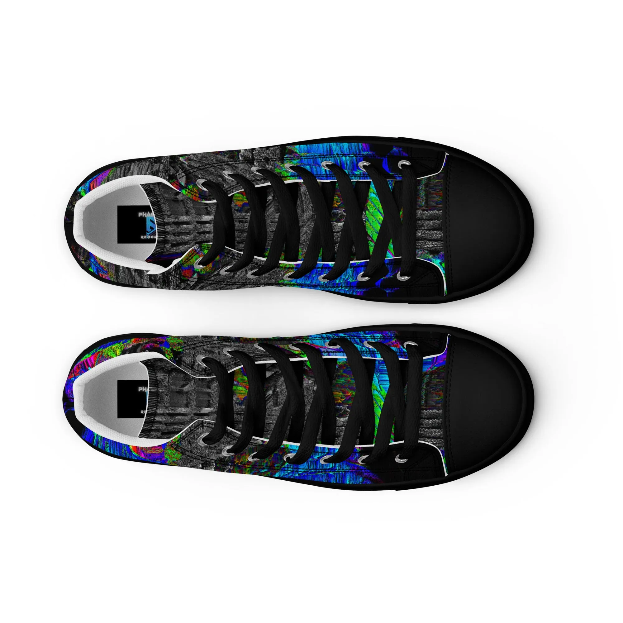 Neon Guitar Men’s high top canvas shoes