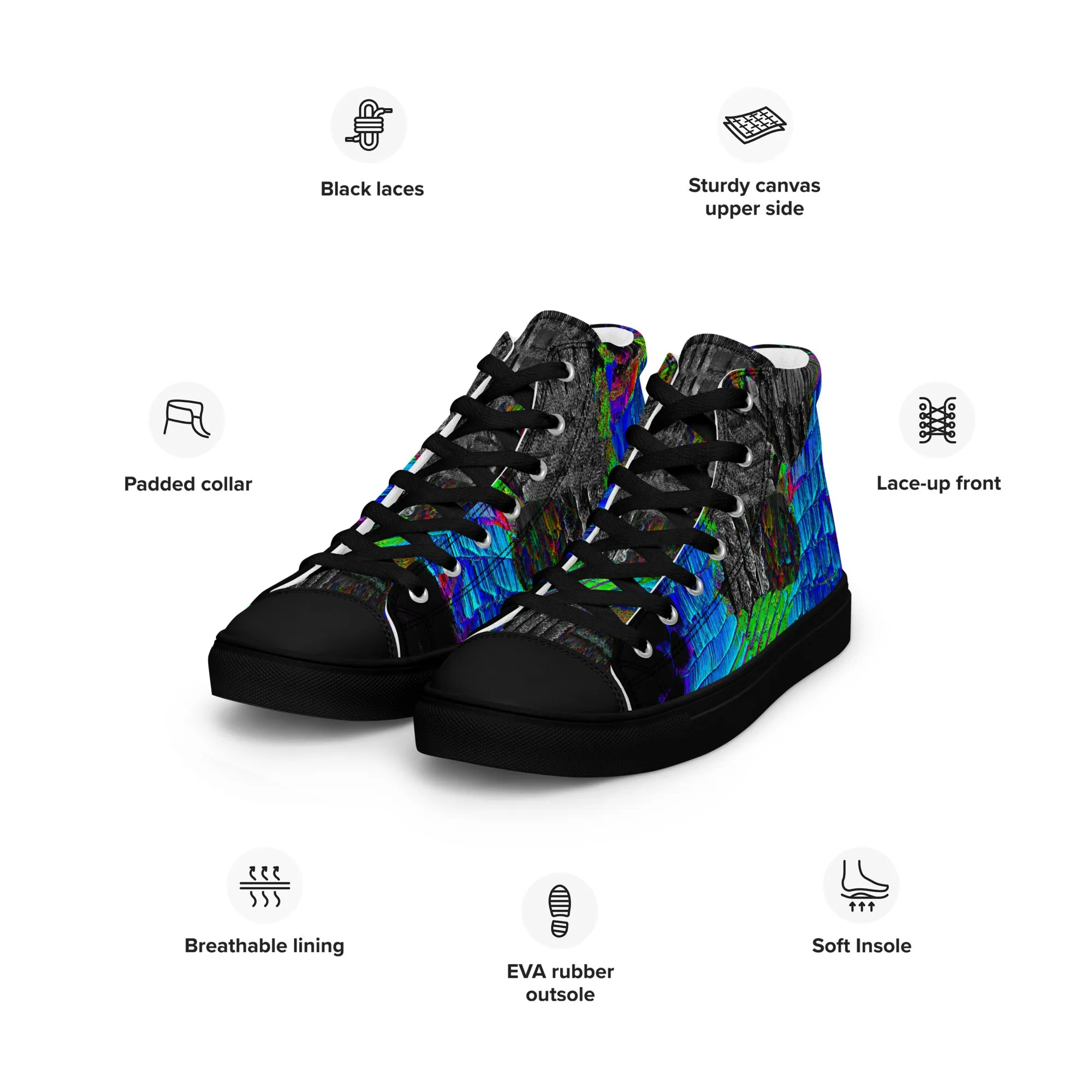 Neon Guitar Men’s high top canvas shoes