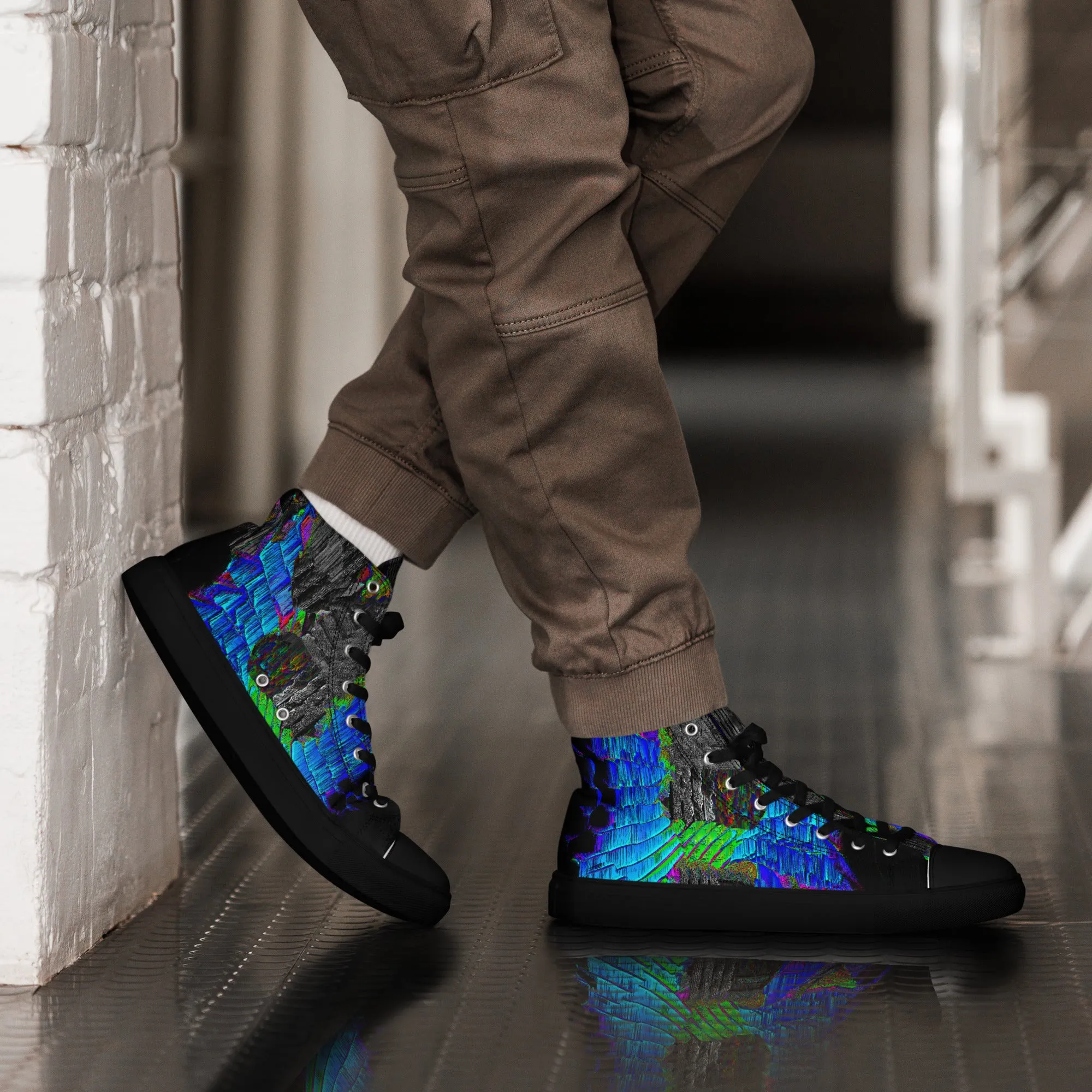 Neon Guitar Men’s high top canvas shoes