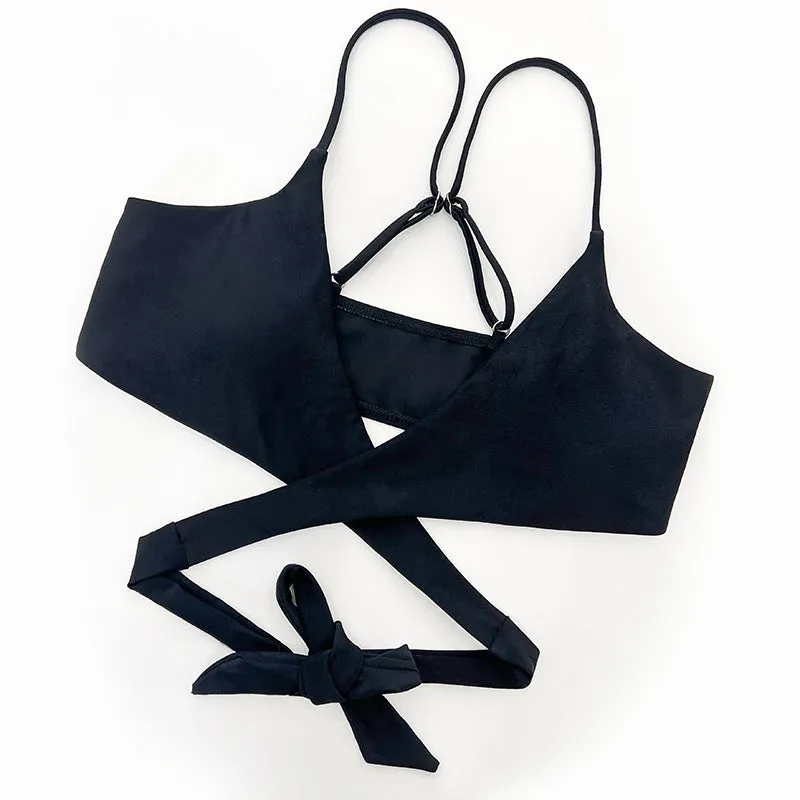 New Bikini Three-piece Women's Swimsuit Black And White Printed Swimming trendy