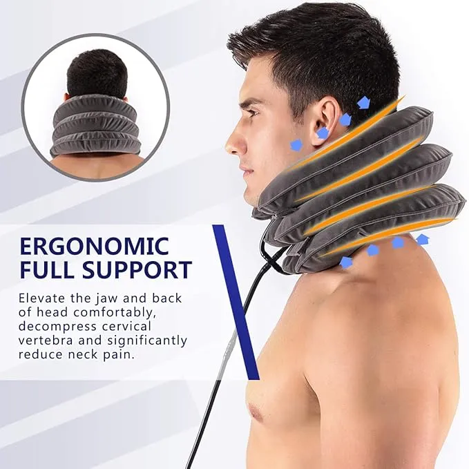New Dainely Cervical Neck Traction Device, Portable Neck Stretcher Cervical Traction Provide Neck Support and Neck Pain Relief, Neck Traction Devices for Home Use Neck Decompression (Gray)