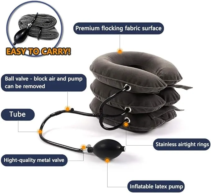 New Dainely Cervical Neck Traction Device, Portable Neck Stretcher Cervical Traction Provide Neck Support and Neck Pain Relief, Neck Traction Devices for Home Use Neck Decompression (Gray)