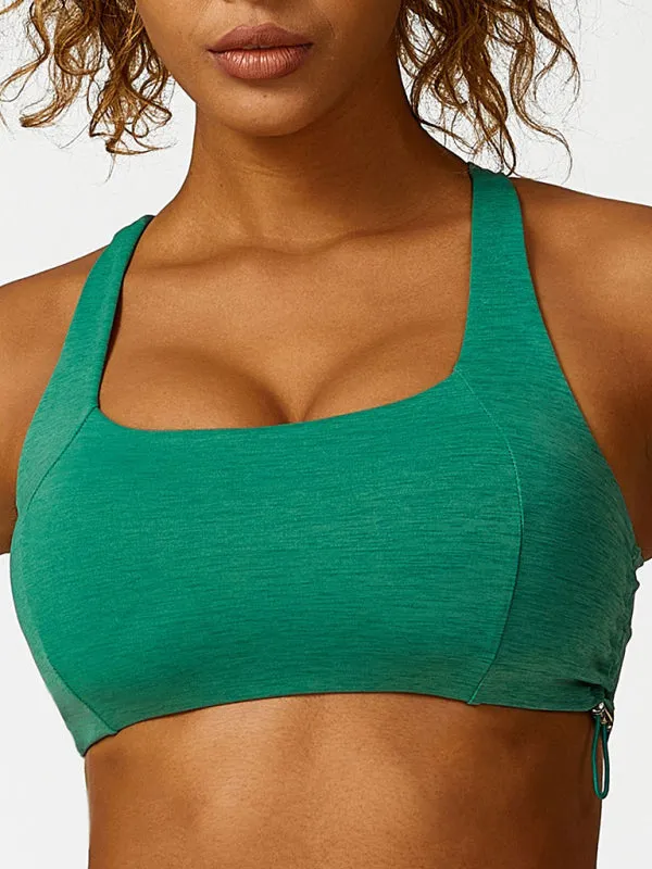 New drawstring yoga wear breathable solid color yoga bra