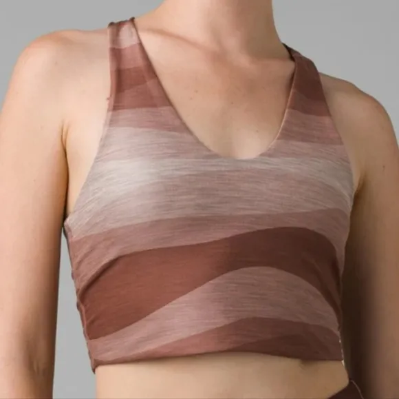 New PrAna Momento Crop Top Athleisure Workout Yoga Bra Reversible Medium