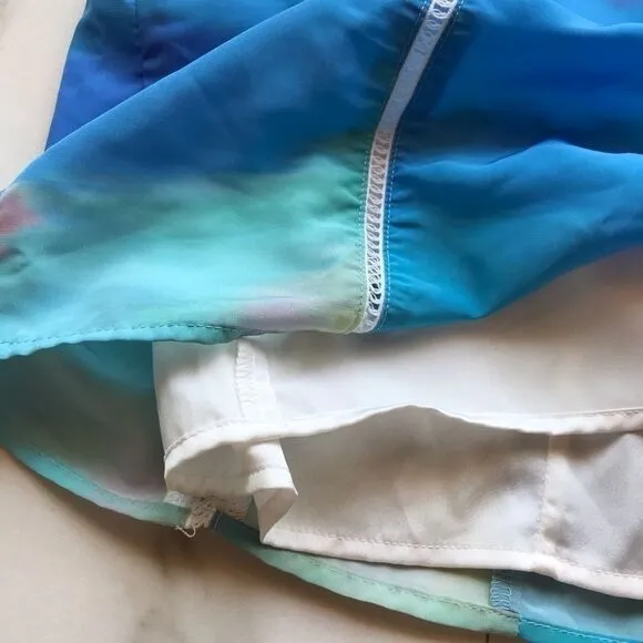 New REVOLVE NBD x Naven Twins Blue Green Tyedye Mini Skirt