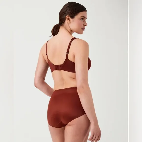 NWT SPANX Satin Unlined Full Coverage Bra in Burnt Rust