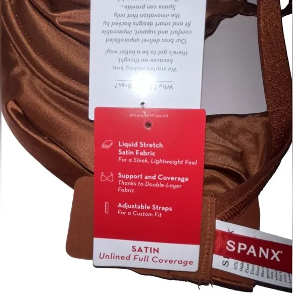 NWT SPANX Satin Unlined Full Coverage Bra in Burnt Rust