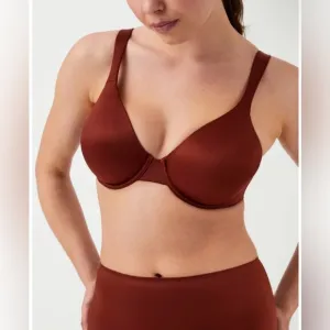 NWT SPANX Satin Unlined Full Coverage Bra in Burnt Rust