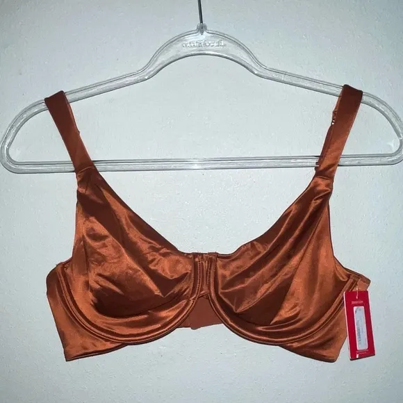 NWT SPANX Satin Unlined Full Coverage Bra in Burnt Rust