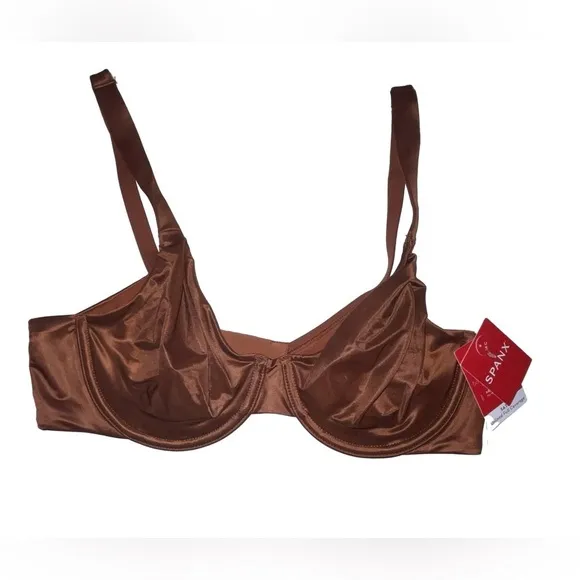 NWT SPANX Satin Unlined Full Coverage Bra in Burnt Rust