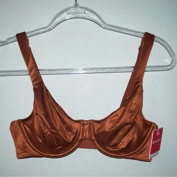NWT SPANX Satin Unlined Full Coverage Bra in Burnt Rust
