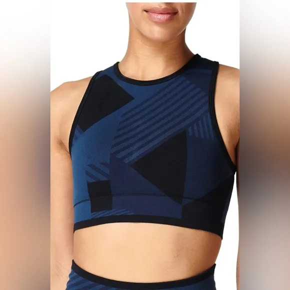 NWT Sweaty Betty Sports Bra Women's Size XS Blue Stretch Breathable Crop