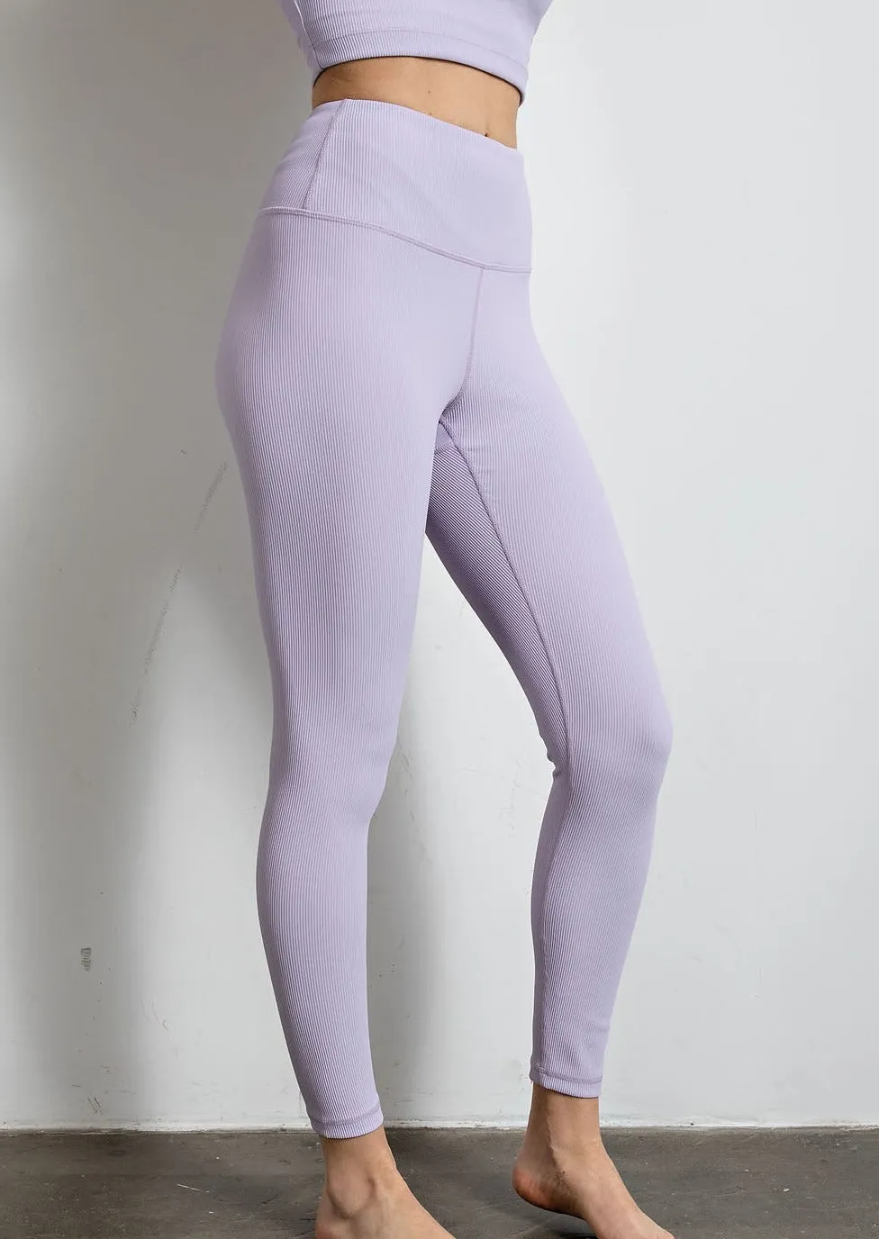 Nylon Rib Long Yoga Pant With Key Pocket
