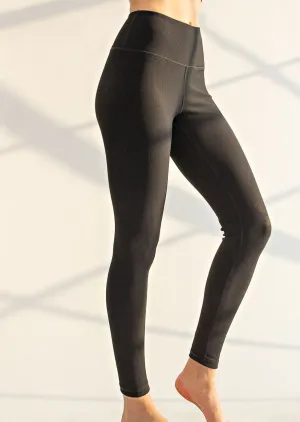 Nylon Rib Long Yoga Pant With Key Pocket