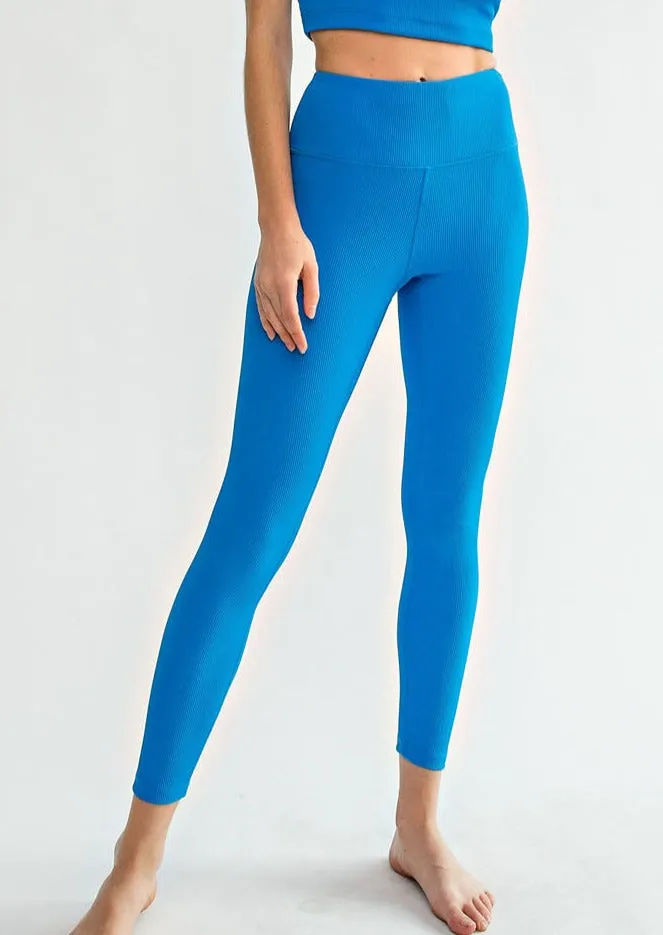 Nylon Rib Long Yoga Pant With Key Pocket