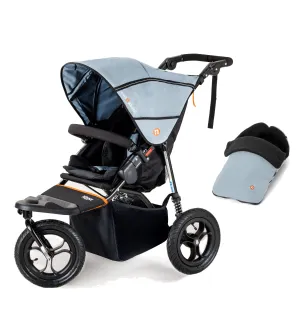 Out n About Nipper V5 Single Pushchair with Footmuff - Rocksalt Grey