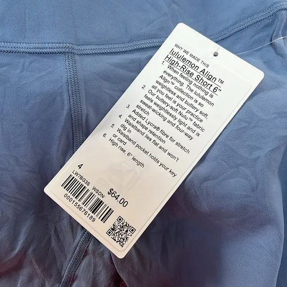 P68. Lululemon Align High-Rise Short 6&quot;Size 6Washed Denim