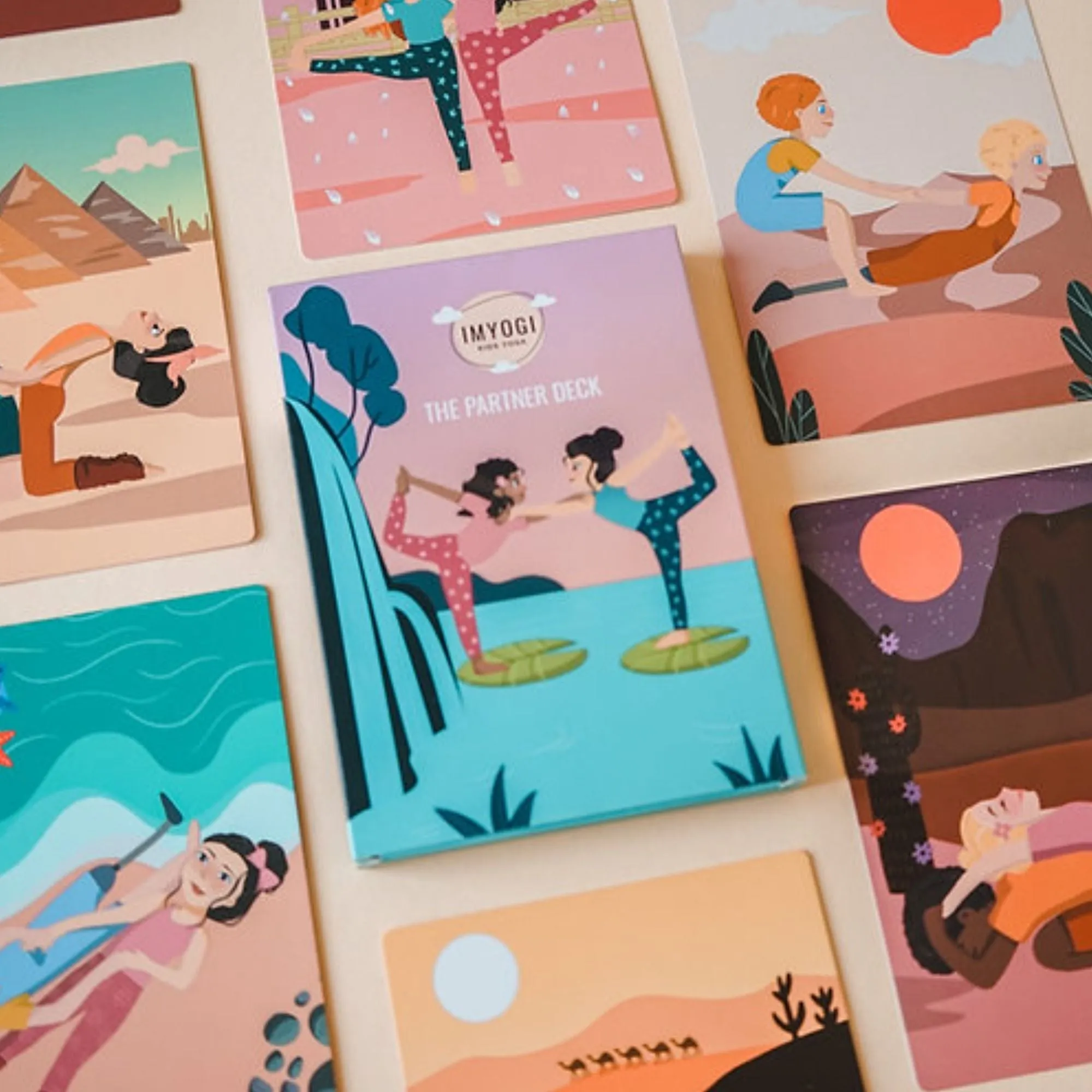 Partner Yoga Karten Illustriert für Kinder