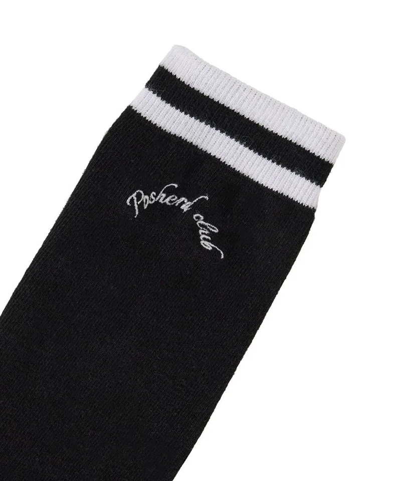 POSHERD Stripe Non-Slip Cushion Knee Socks  - Black