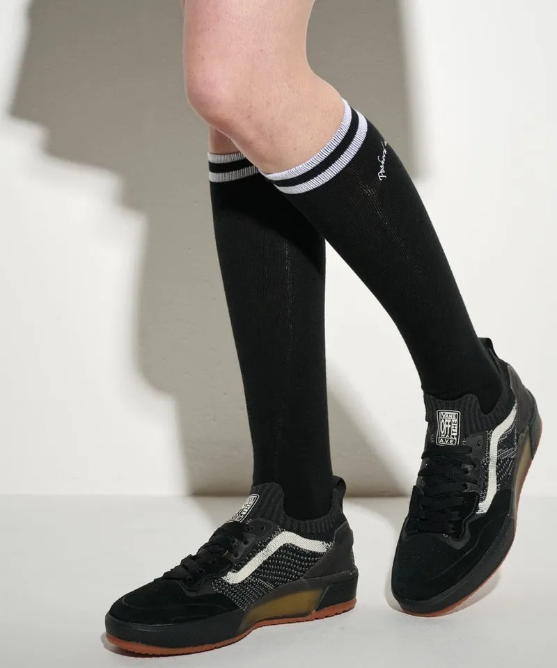 POSHERD Stripe Non-Slip Cushion Knee Socks  - Black
