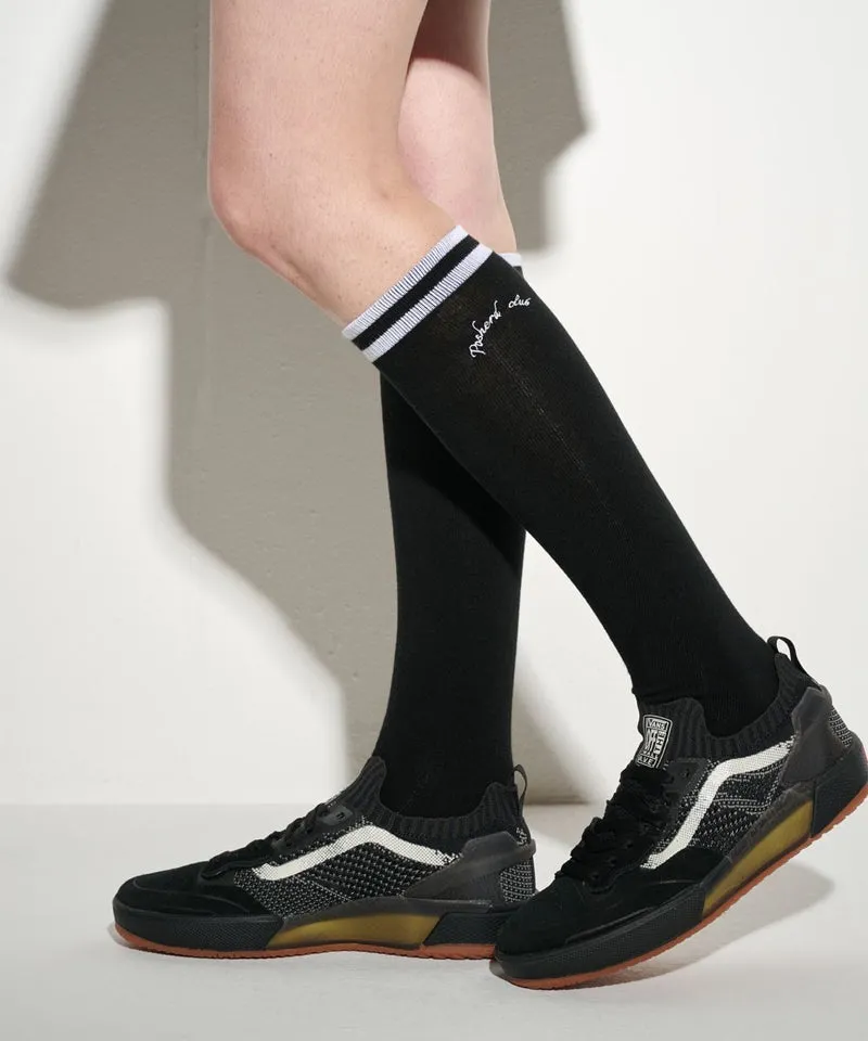 POSHERD Stripe Non-Slip Cushion Knee Socks  - Black